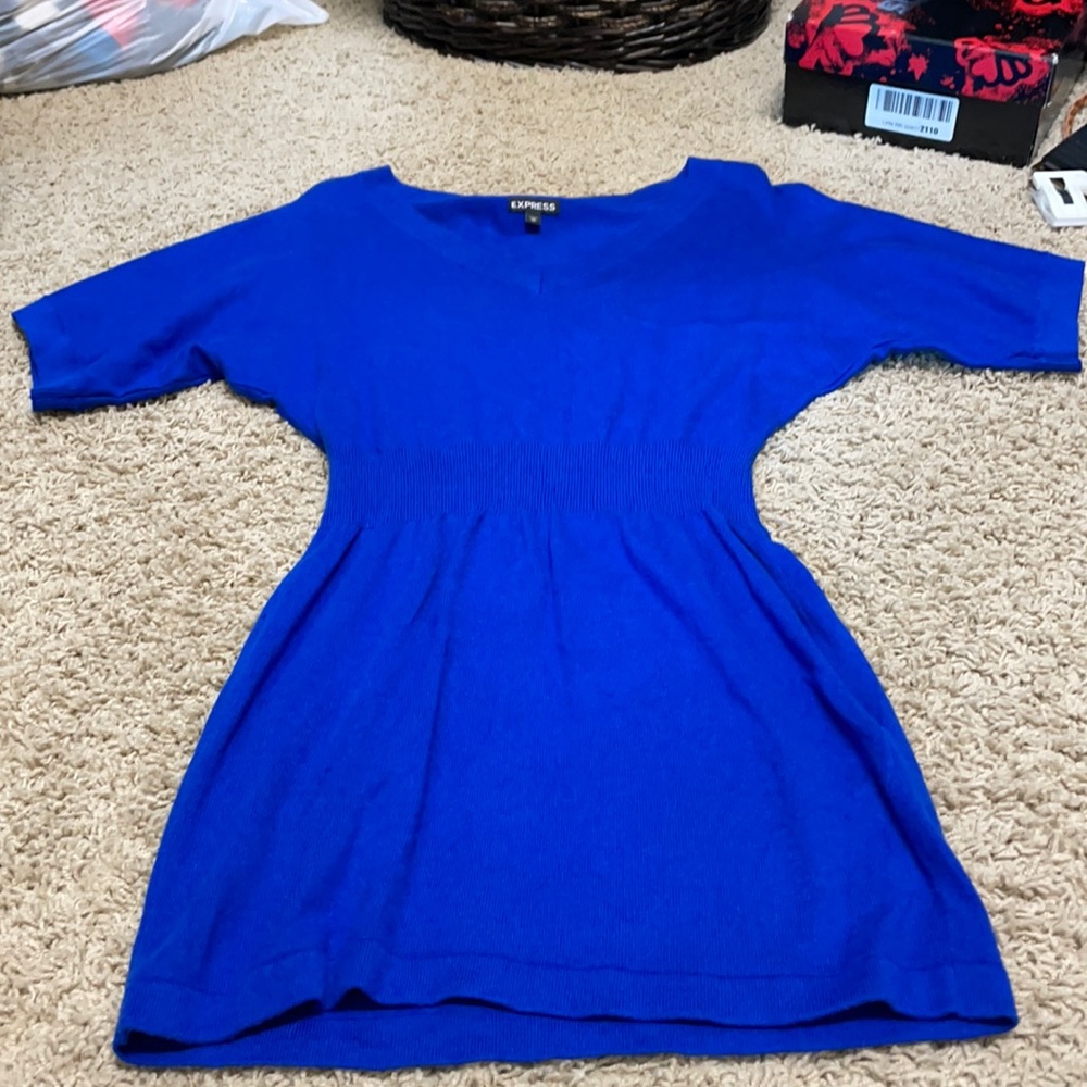 Express royal blue sweater dress.